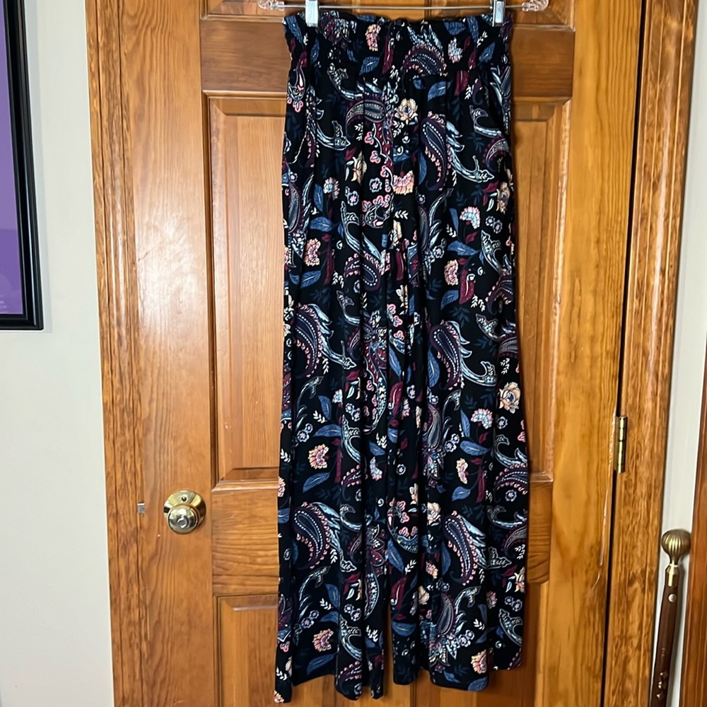 Women’s French Laundry Size Large Black Print Polyester Spandex Pants w/ Pockets